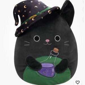 Squishmallow Cleo the Black Cat with potion Plush with Wizard Hat